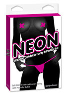 Neon Vibrating Crotchless Panty and Pasties Set - Pink