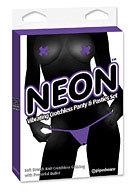 Neon Vibrating Crotchless Panty and Pasties Set - Purple