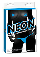 Neon Vibrating Crotchless Panty and Pasties Set - Blue