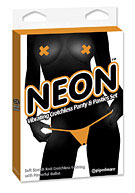 Neon Vibrating Crotchless Panty and Pasties Set - Orange