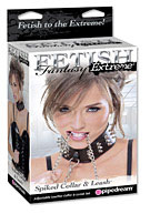 Fetish Fantasy Extreme Spiked Collar with Leash - Black