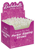 Bachelorette Party Favors Glow In The Dark Pecker Sipping Straws - Display