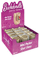 Bachelorette Party Favors Mini Pecker Shot Glass Display of 12 - Display