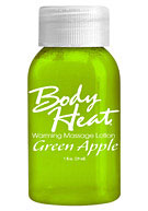 Body Heat Warming Massage Lotion Green Apple 1 oz. (29ml) - Apple
