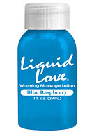 Liquid Love Warming Massage Lotion Blue Raspberry 1 oz. (29ml) - Blue Raspberry